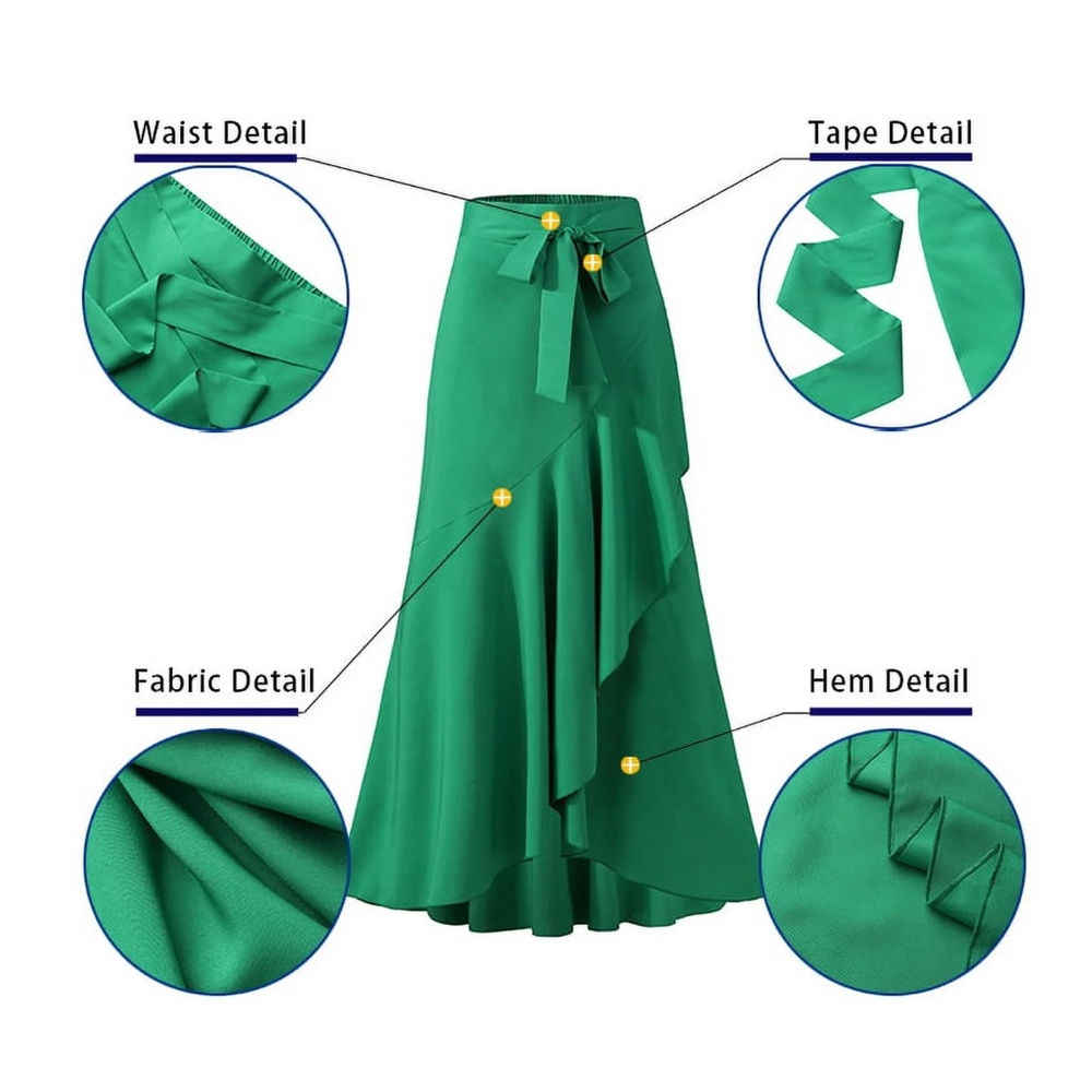NEW| Mermaid Belted Trim Ruffled Panel Hem Skirt - Picture 10 of 11